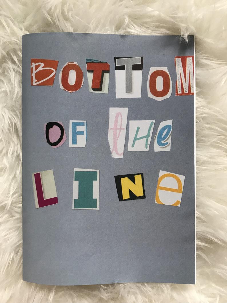 zine cover: title in ransom note style letters on gray background