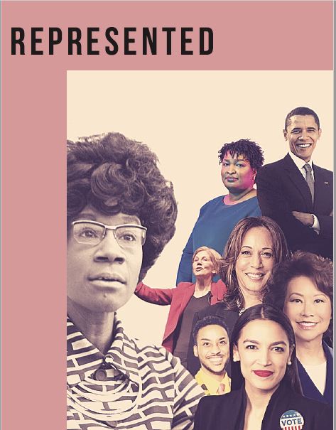 zine cover: photo of politicians including Shirley Chisholm, Stacey Abrams, Barack Obama, and others