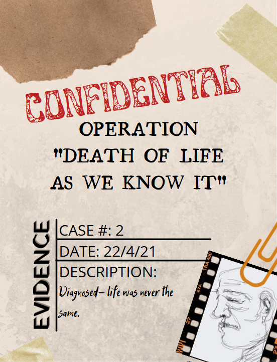 zine cover: title on case file themed graphic