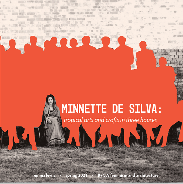 zine cover: photo of de Silva, orange people, brick wall
