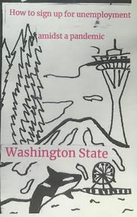 zine cover: drawings of Washington state signifiers