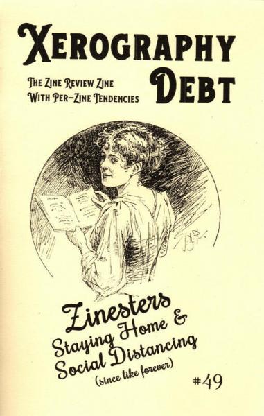 zine cover: drawing of 1890s-ish person reading