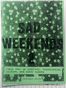 zine cover: green, title in all caps over floral background