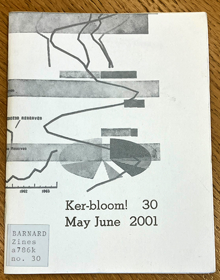 photo of the title page of a zine that reads "Ker-bloom 30: May-June 2006" and geometric shapes 