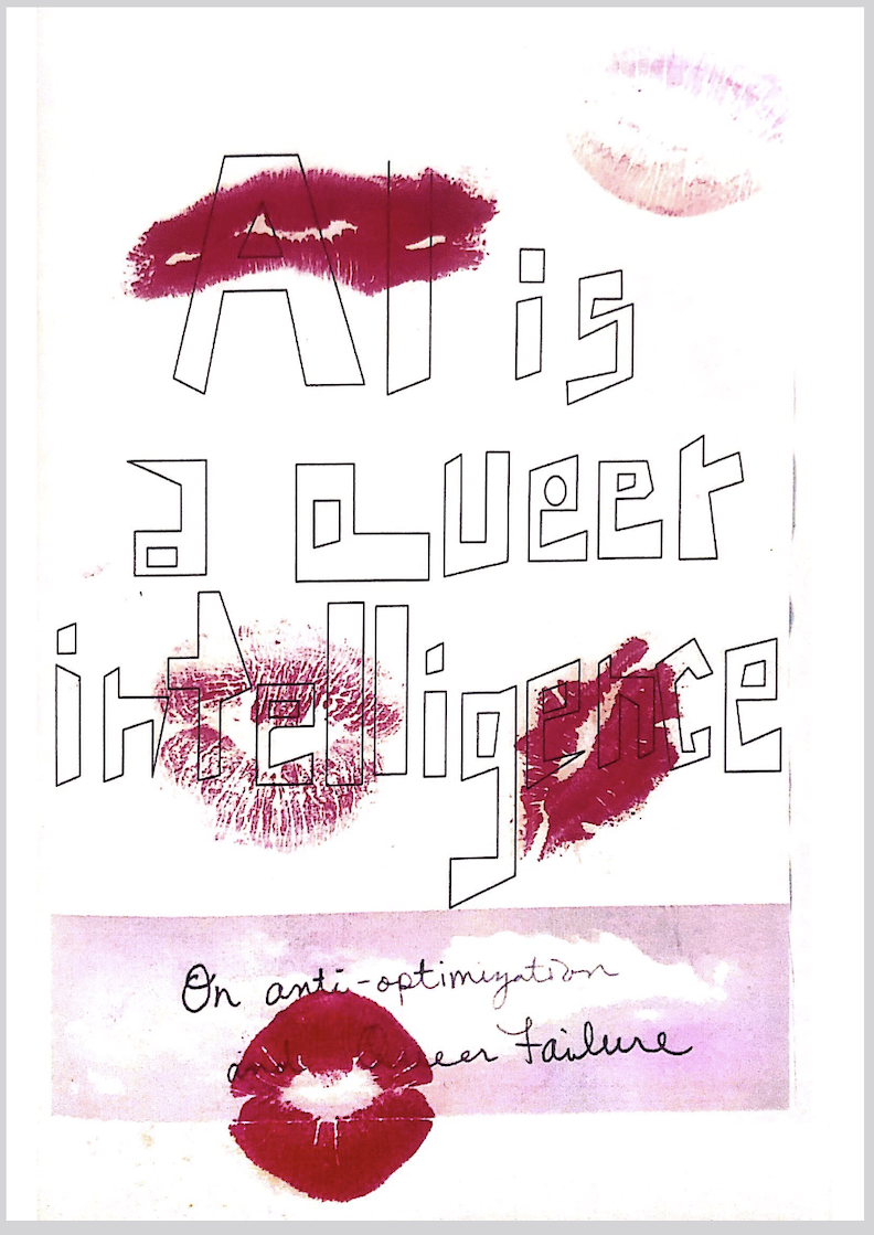 zine cover. handwritten text with lipstick kisses