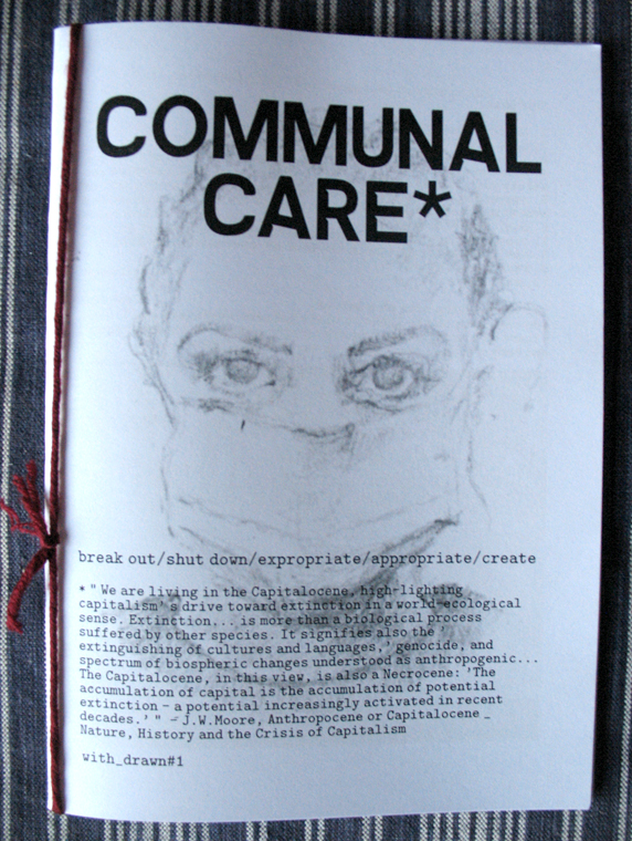 zine cover: pencil drawing of a person wearing a mask
