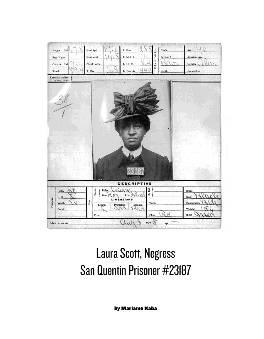zine cover: prison document and photo of Laura Scott