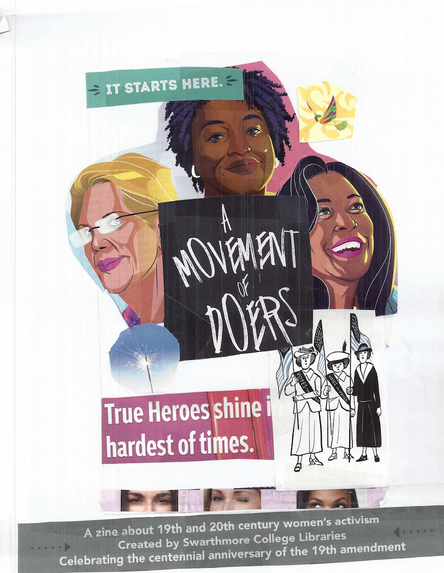 zine cover: A Movement of Doers. Drawings of contemporary women politicians. 