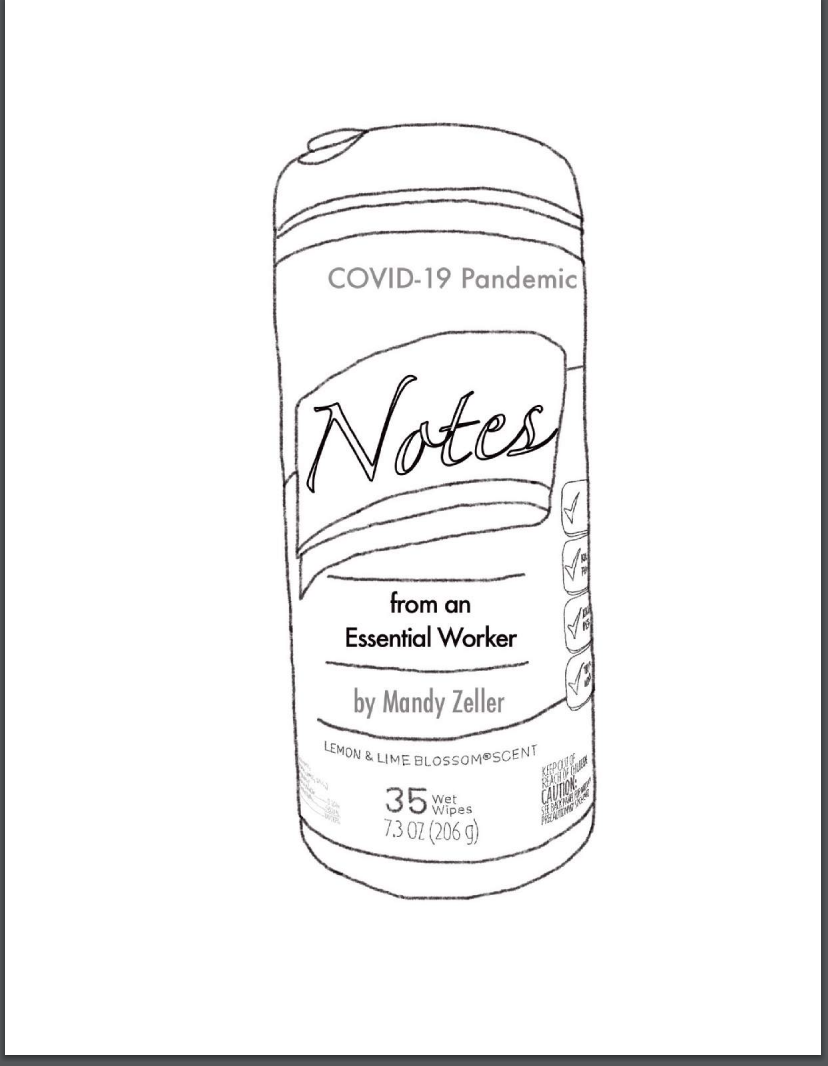 zine cover: title on a drawing of anti-bacterial wipes