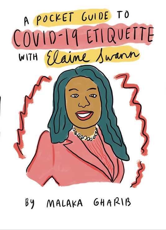 zine cover: A Pocket Guide... Drawing of Elaine Swann, in color